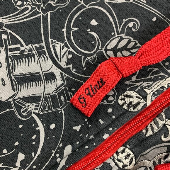 G-Unit Mens Sweater XL Black Red Hoodie Full Zip Embroidered Tattoo Rose Y2K Rap - Picture 4 of 13